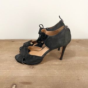 Talbots Peep Toe Suede Heels Black Size 9.5